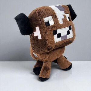 Minecraft Cow Plush 2014 Mojang Baby Brown Cow 6" Stuffed Animal Toy Pixel Voxel